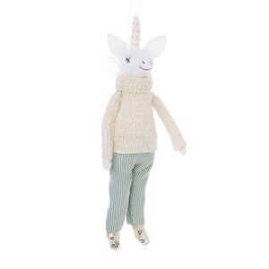 Felt Unicorn Ornament With Gold Sweater & Corduroy Pants handmade